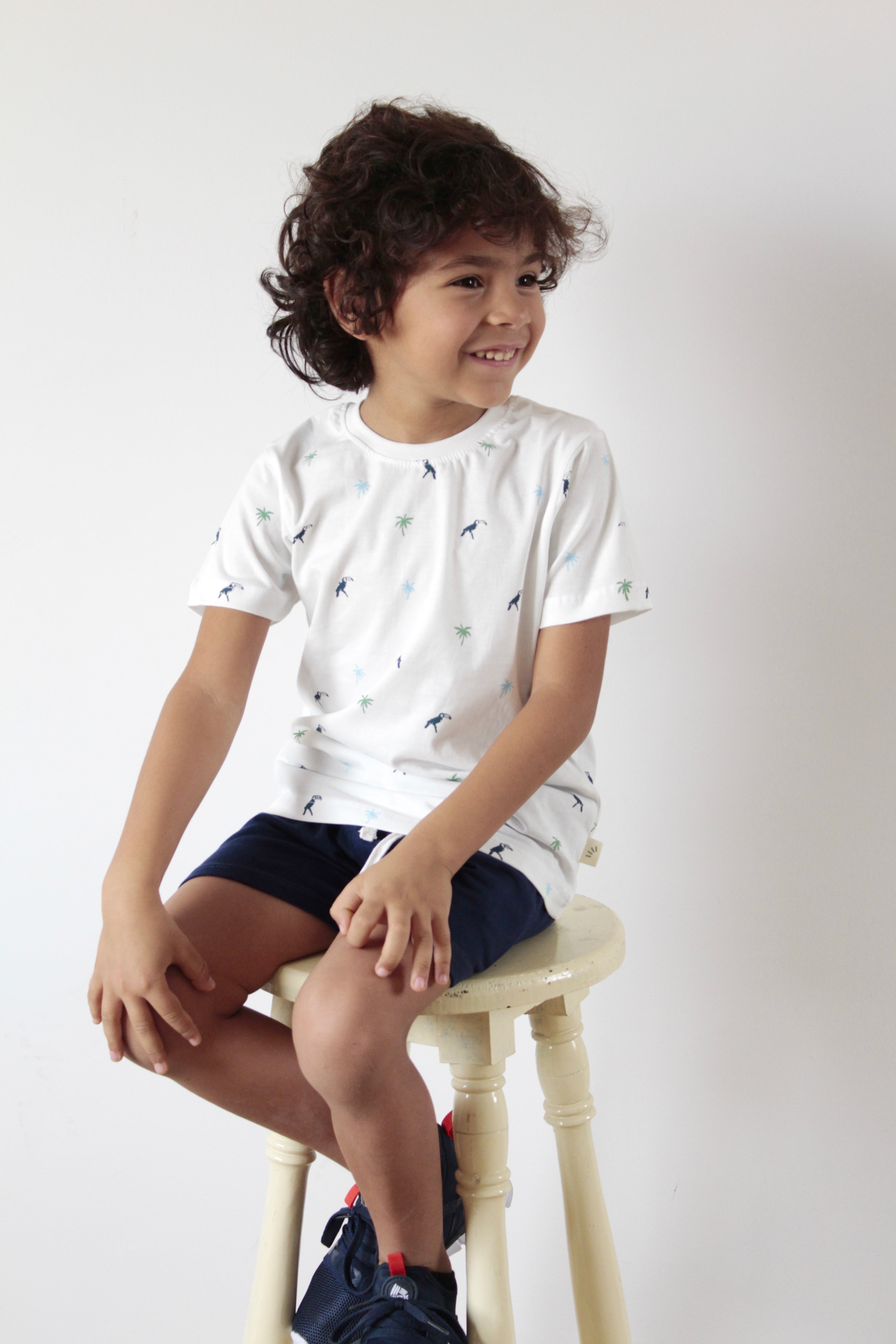 Boys Cotton T-Shirt - Road Trip Print Light Blue