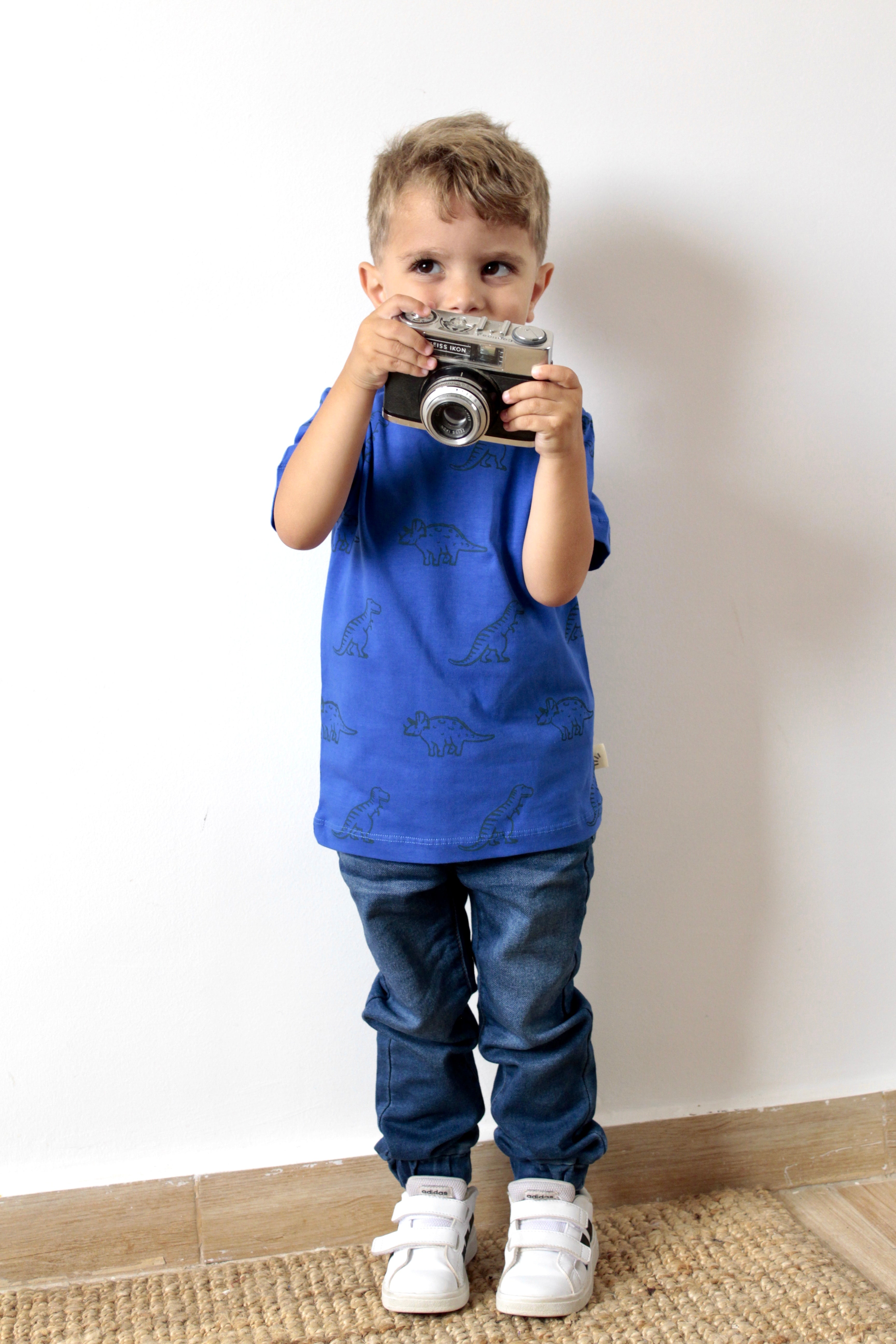 Boys Cotton T-Shirt – Dino Print Blue